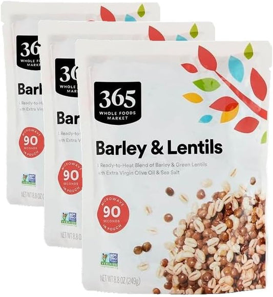 365 by Whole Foods Market, Barley & Green Lentils, Ready-to-Heat, 8.8 Ounce (Pack of 3)