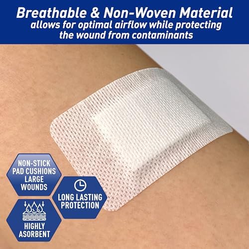 MED PRIDE Adhesive Island Dressing 2x3 in, Pack of 50 Sterile Bordered Wound Dressings, Highly Absorbent, Non-Stick, Latex-Free (2'' x 3.15'')