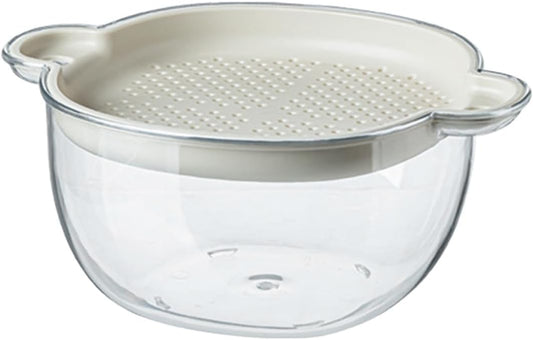 Zerodeko Multifunctional Plastic Vegetable Washing Basket and Fruit Draining Strainer, Dual-layer Colander with Frosted Finish, Kitchen Food Strainer for Home Produce Washing and Draining
