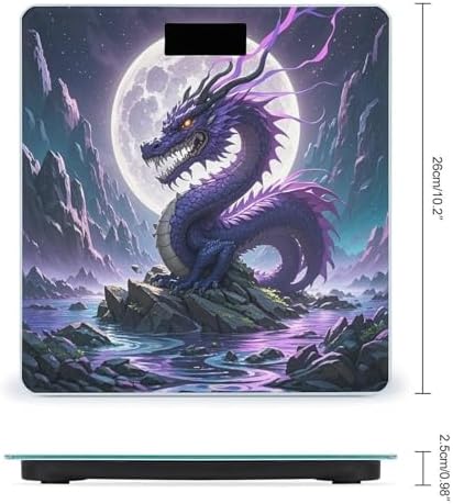 Purple Dragon Purple Moon Bathroom Scale for Body Weight Scales Digital Smart Highly Accurate Bathroom Scales with LCD Display Tempered Glass Non-Slip Automatic Weighing Scale 400 Lb