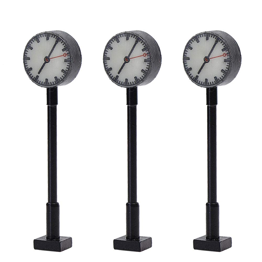 LQS62 3pcs Model Railway HO Scale 1:87 Lights Platform Clock Track Lamp (HO Scale)