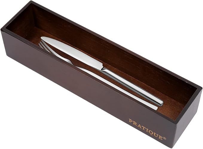 Bamboo Drawer Organizer - Kitchen Utensil Organizer Silverware Tray Cutlery Holderï¼Office Desk Supplies and Accessories,12 * 3 * 2.6inch,Nut-brown
