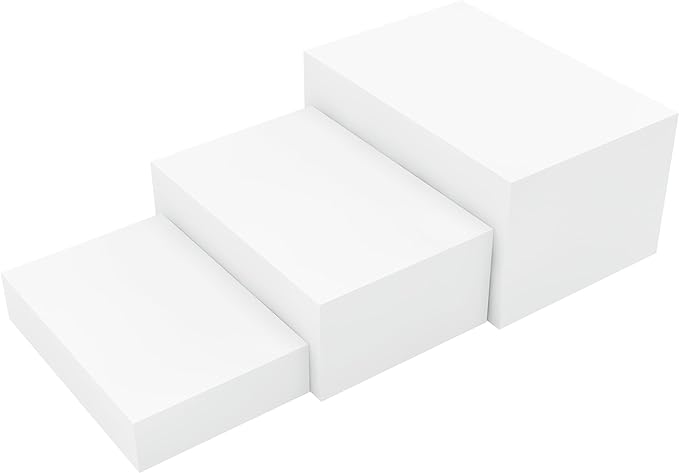 3 Pack White Buffet Food Risers, Step 12â 11â10â Size Acrylic Cube Box Display for Dessert Table Display Set Food Drink Collectibles Jewelry Figures, Display Stands for Retail Vendor Events,5 Side, Rectangle