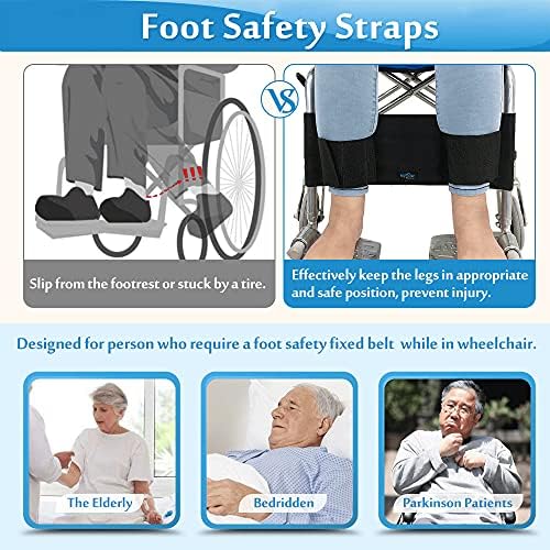Wheelchair Leg Strap, Foot Rest for Wheelchair Leg Support, Medical Calf Restraints Safety Belt to Prevent Sliding, Foot Buddy Harness for Seniors Adults Wheel Chair Accessories (Black)