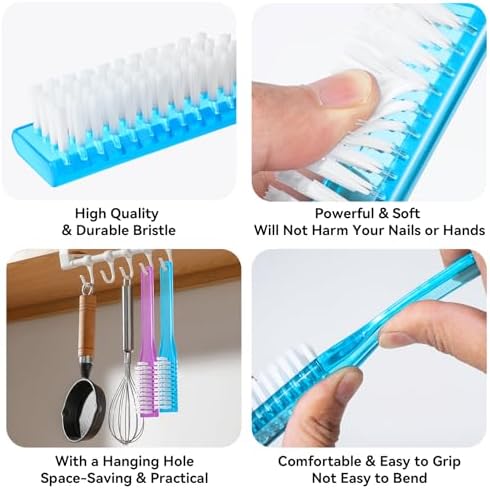 Nail Brush for Cleaning Fingernails Handle Grip Nail Scrubber Brush 4 Pack Kitchen Cleaning Brush Small Shoe Cleaner Brush Laundry Stain Brush for Household Cleaning