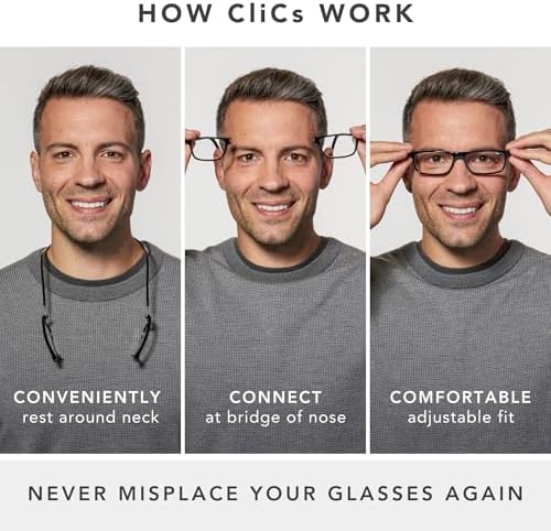 Clic Magnetic Reading Glasses - Adjustable Neck Hanging Readers - Secure Fit with Soft Headband - Nashi (S-XL)