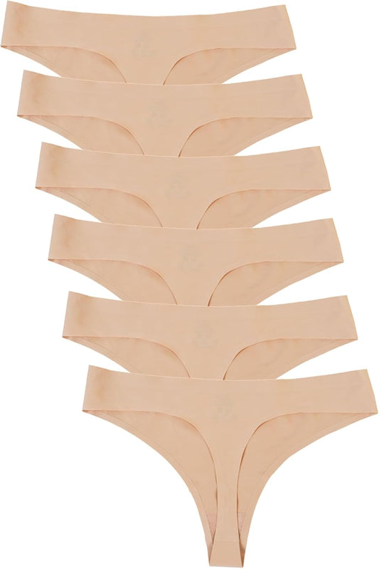 Bolivelan Womens Mid-Rise Seamless Thongs Comfy Underwear G-Strings Panties