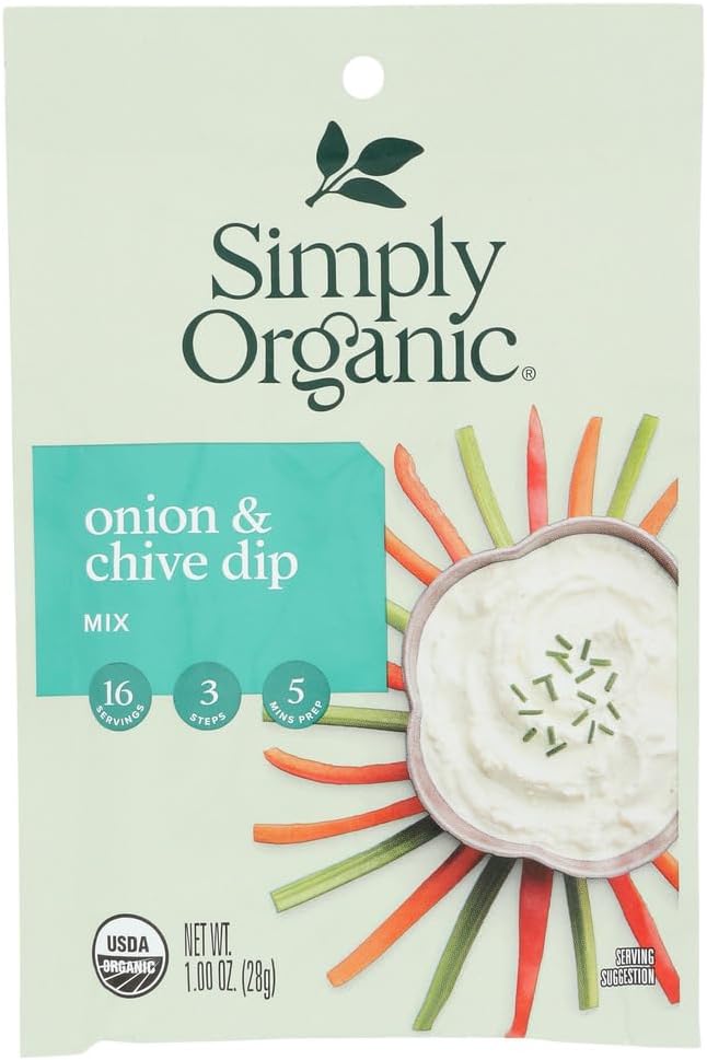 Simply Organic Onion & Chive Dip Mix, Certified Organic | 1 oz | Pack of 12
