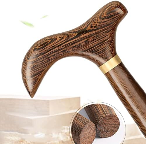 Wooden Walking Stick Anti-Slip Balancing Walking Aid Sturdy Sticks Ergonomic Handle Lightweight Cane for Elderly, Men and Women (Color : B, Size : 77cm)