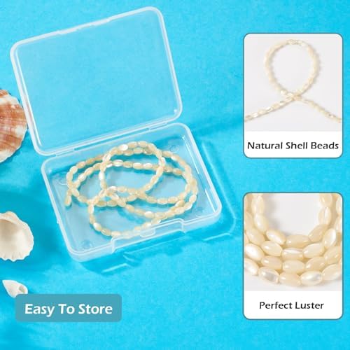 KISSITTY 1Strand Oval Rice Shape Natural Freshwater Shell Beads for Jewelry Making Natural Trochus Pearl Beads Loose Spacer Beads for DIY Necklace Earring Bracelets Craft Decoration