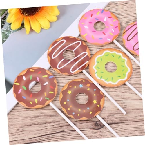12pcs Donut Cake Picks Dessert Cards Cake Toppers for Birthday Party Inserts Party Supplies