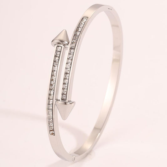 Dainty Rhinestones Stainless Steel Arrow Bracelet for Women, Waterproof Couple Bracelet Jewelry For Women Gift