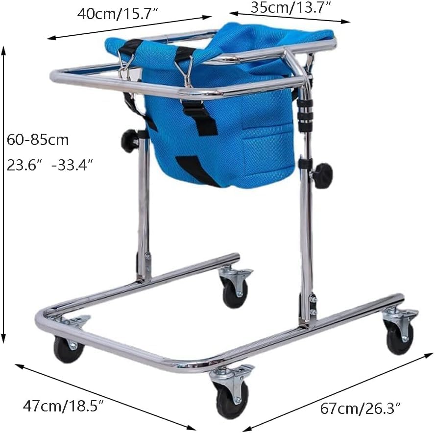 Folding Walking Frame for 31.5-47.2in Height Kids, Adjustable Child Walker with Seat and Wheels, Mobility Aid Rollator for Cerebral Palsy Rehabilitation Training (Pink)