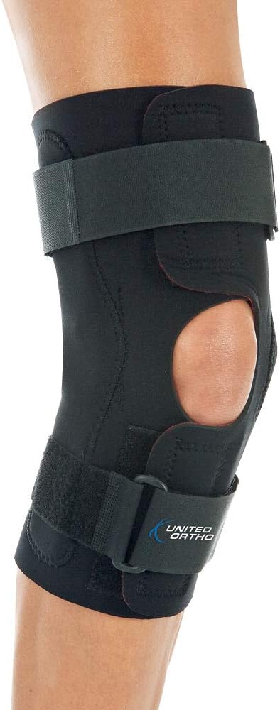 United Ortho Wraparound Hinged Knee Brace, Medium, Black