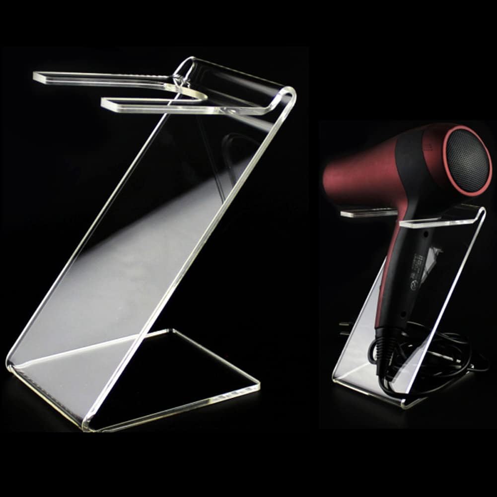esowemsn 1PC Clear Acrylic Hair Dryer Holder Hair Dryer Display Rack Salon Home Bathroom Blow Dryer Holder Stand Hair Styling Tool Storage Organizer
