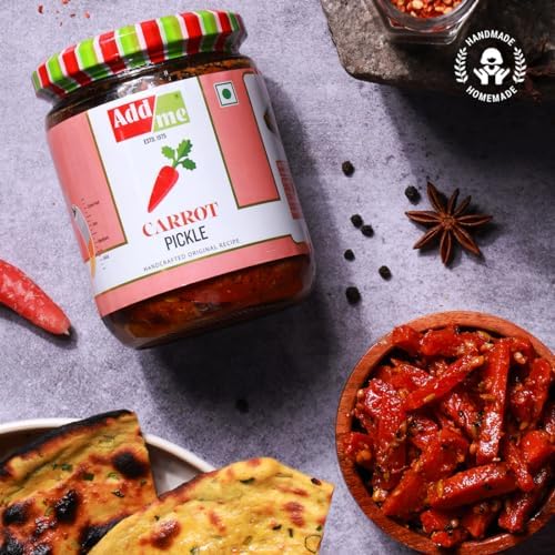 Add me Home Made Carrot Pickles Gajar ka Khatta Achar 500Gm Glass jar