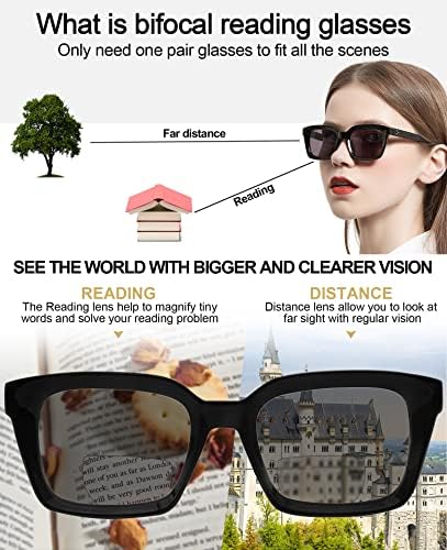 OCCI CHIARI Bifocal Reading Sunglasses Men UV400 Protection Readers for Women Comfortable Stylish Reading glasses 1.0 1.5 2.0 2.5 3.0 3.5 4.0(1.0+ Black)