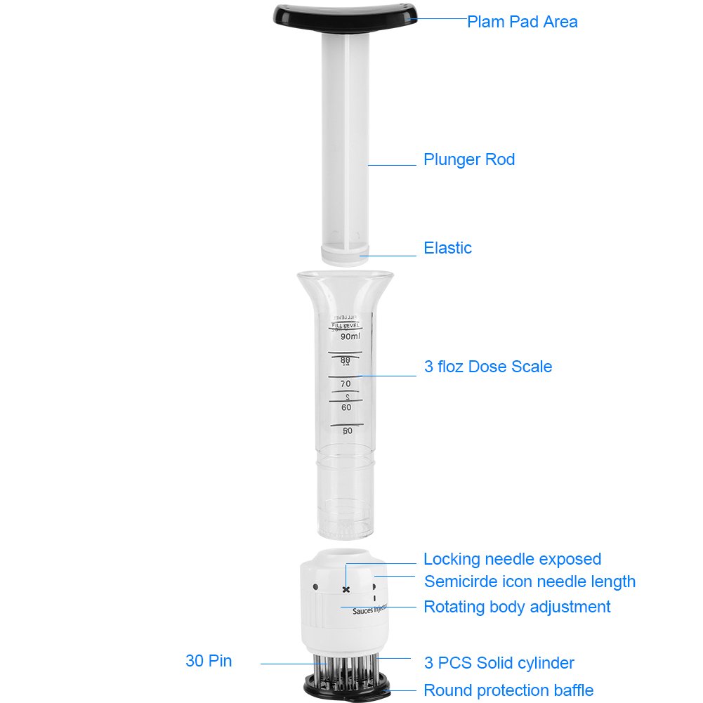 Stainless steel Marinade Meat Injector, Marinade Tenderizer Injector Needle Flavor Syringe Cooking Meat Poultry Turkey Chicken BBQ