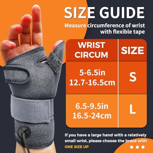 Electric Thumb & Wrist Heating Pad for Hand Arthritis with 3 Heat & 5 Timer Settings, Heated Wrist Wrap for Carpal Tunnel Syndromes, Tendonitis Left/Right Hand Pain Relief(S)