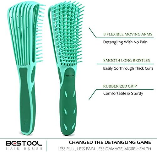 BESTOOL Detangling Brush for Black Natural Hair, Curly Hair Afro 3/4abc Texture - Faster and Easier Detangle Wet or Dry With No Pain (Green)