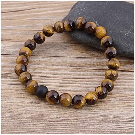 ZZSRJ Marble Beads Natural Stone Beads Bracelet Wide 8MM Stone Handmade Jewelry (Metal Color : 3)
