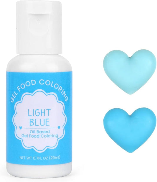 Oil Based Food Coloring for Chocolate, 20ml Edible Light Blue Oil Based Food Coloring Gel for Cake Decorating, Sugar, Candy Melts, Baking, Cookies, Icing Frosting, Meringues, Cream- 0.7 Fl. Oz(Light Blue)