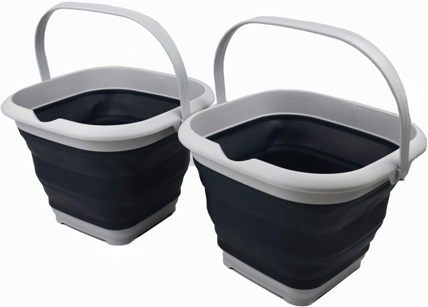 SAMMART 8.5L (2.2 Gallon) Collapsible Square Handy Bucket/Foldable SquareWater Pail/Portable Tub with Handle. Size 31cm (Square) (Grey/Slate Grey (Set of 2))