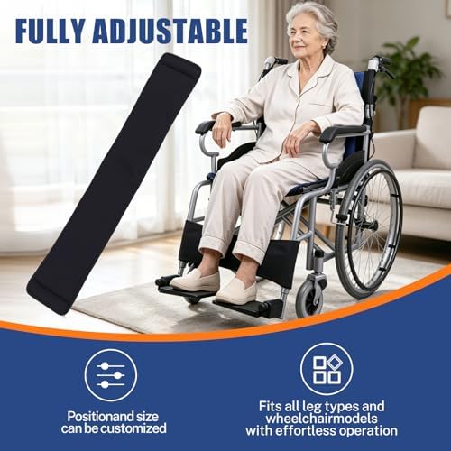 Wheelchair Calf Strap, Adjustable Wheelchair Leg Strap with Oxford Cloth Support, Wheelchair Foot Straps for Elderly Disabled, Wheelchair Leg Support Foot Rest Belt Wheelchair Accessories