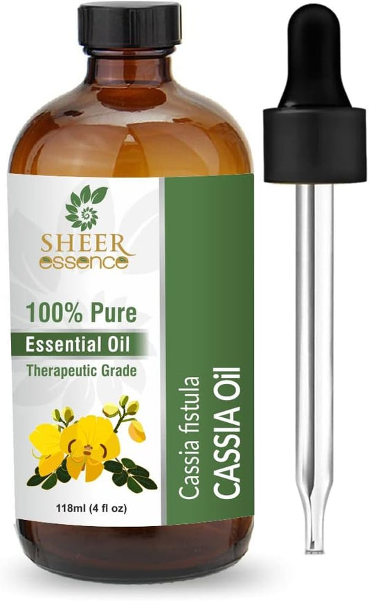 Essential Oils 4oz - 100% Pure and Natural - Therapeutic Grade Oil - Huge 4 Fluid Ounces Bottle with Premium Glass Dropper (Cassia Oil)