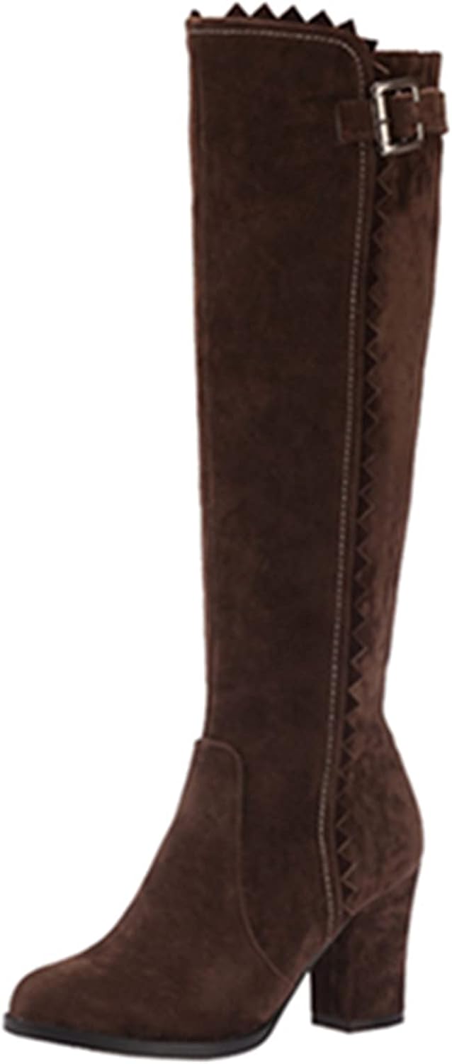 Elegant Round Toe Knee High Boots with Side Zipper for Women
