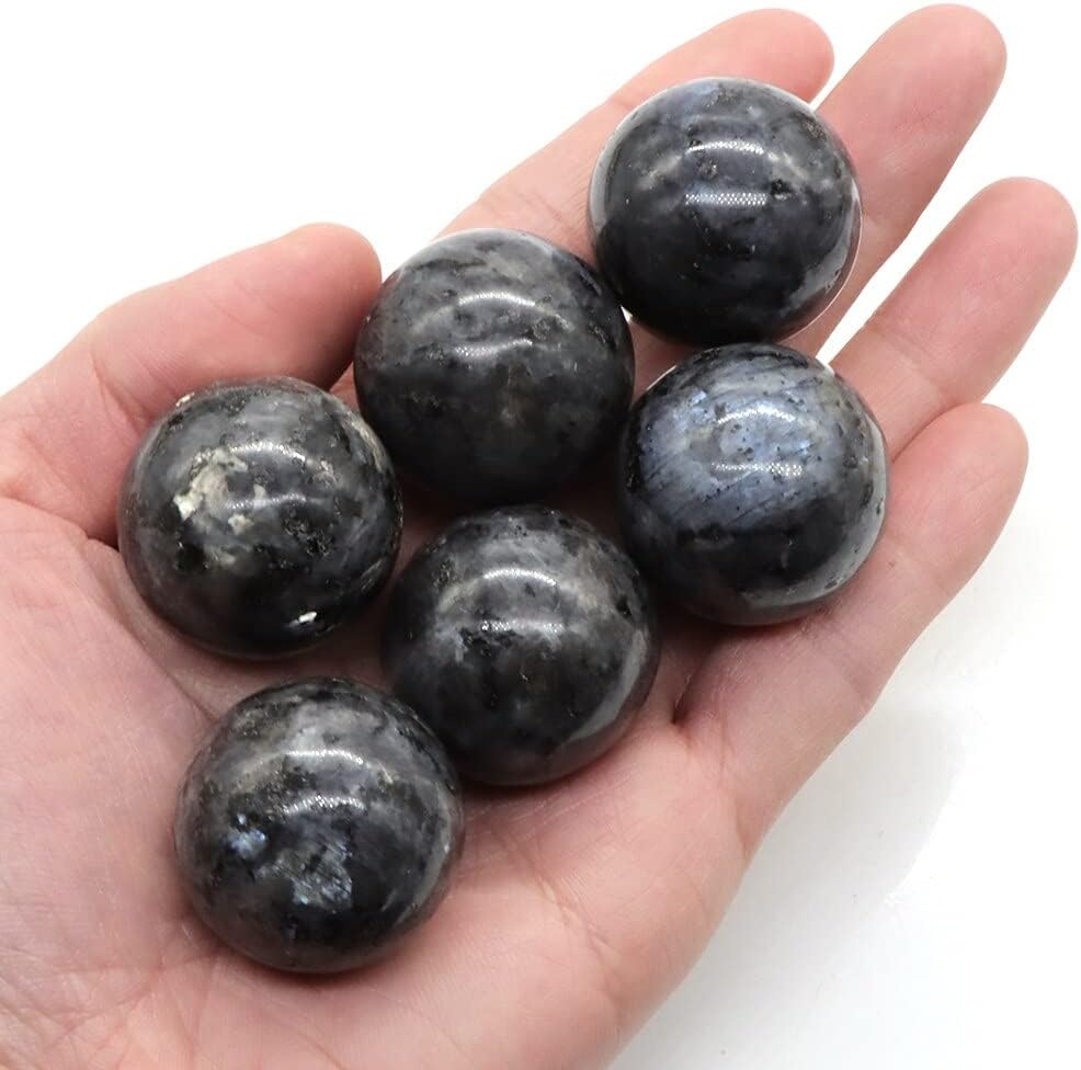 5PC 30MM Ball Shaped Natural Larvikite Labradorite Crystals Gemstone Home Decor Healing Stones Magic Craft Globe Massaging Gift