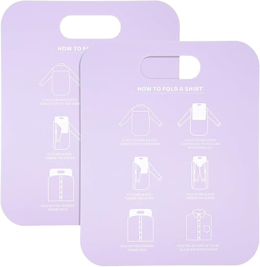2 Pcs Shirt Folding Board, Portable Clothes Folder Plastic Laundry folders for Travel Adult White