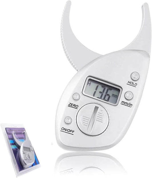 Digital Body Fat Caliper with LCD Display – Handheld Skinfold Fat Tester with Body Tape Measure, Accurate Body Fat Measurement Tool for Men and Women, Portable Fitness Analyzer, mm/in Units