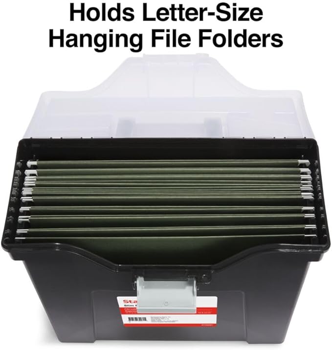 STAPLES Slim Portable File Tote, Letter Size, Black, 2/Pack