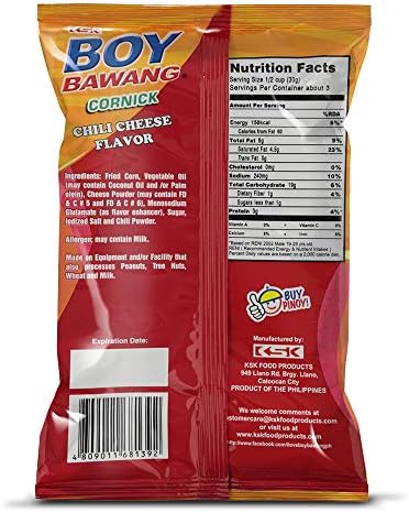 Boy Bawang Cornick, Chili Cheese - Crispy Tasty & Gluten-Free Corn Nuts 17.6oz (500g)