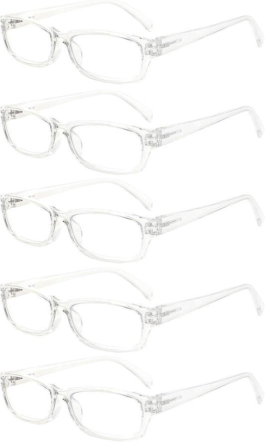 5 Pack Computer Reading Glasses Men and Women Anti Eyestrain Blue Light Blocking Glasses for Reading (5 Clear, 1.50)