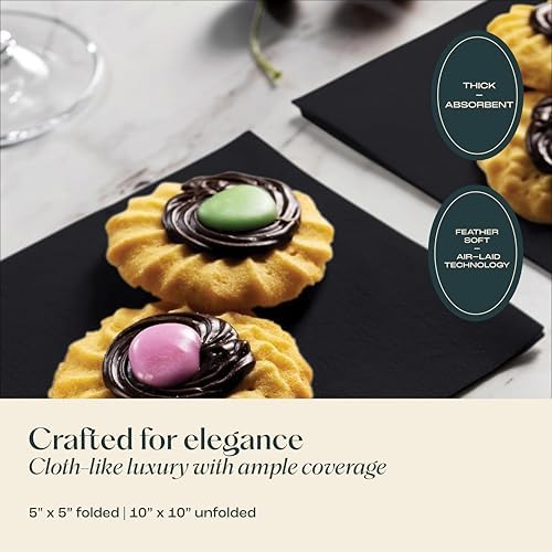Disposable Linen-Feel Cocktail Napkins, 200-Pack 5" x 5" TALE GRAY Paper Beverage Napkins For Bar, Restaurant And Café, Dessert Napkins For Party, Wedding Or Event