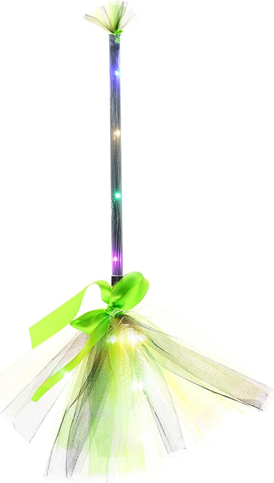 Lighted Witch Broom with LED Lights Halloween Witches Broomsticks Props Costume Accessories for Decoration