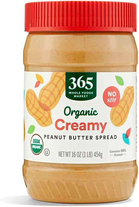 365 by Whole Foods Market, Organic Creamy Peanut Butter Spread, No Stir, 16 Ounce