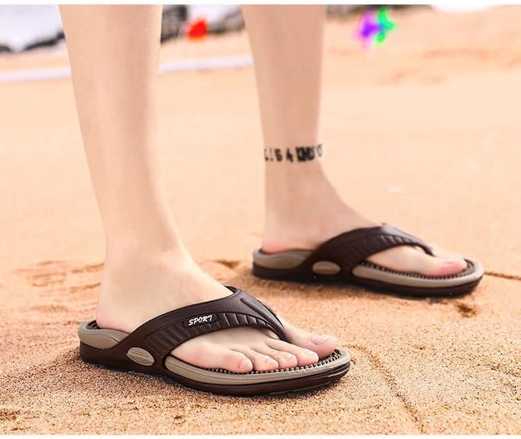 DSLED Massage Flip Flops for Men & Women, with Arch Support Summer Breathable Beach Shoes, Acupressure Sandals Massage Slippers, Relief Plantar Fasciitis Heel Arch Arthritis Pain, Khaki, 44