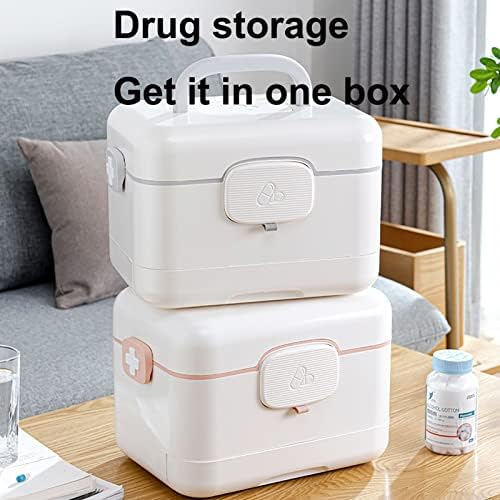 Pill Box Storage Box Household Large-Capacity Family-Mounted Portable First-aid Kit Smart Medicine Medical Box Multi-Layer Multi-Layer (Color : Pink)