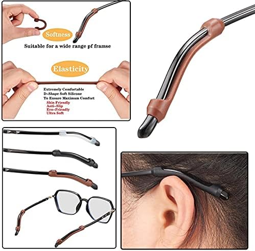 34PCS Eyeglasses Retainers Silicone Glasses Temple Holders Anti-Slip Protectors Spectacle Stay Put Glasses Stoppers (34PCS-White)