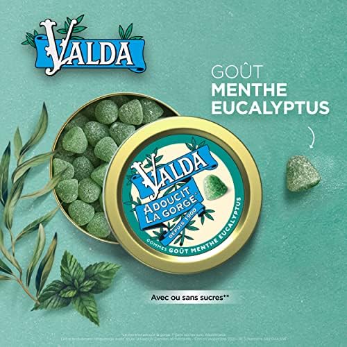 VALDA Gommes goût Menthe Eucalyptus Sans sucre (160 g)
