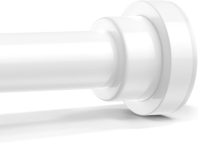 Shower Curtain Rod 31-63 Inch,0.87"Diameter Adjustable Spring Tension Curtain Rods No Drill,Ivory White Shower Tension Rod for Bathroom,Room Divider,Window,Anti-Rust Non-Slip 1-Pack