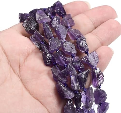 Amethyst Rough Nugget Chunk Beads – Raw Crystal Chunks for Jewelry Making, Healing Stones, and Spiritual Crafts 16inch