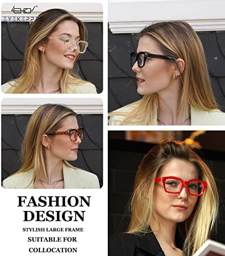 Eyekepper Bifocal Reading Glasses Women Stylish Bifocal Readers Clear Lens Oversize - Black +2.50