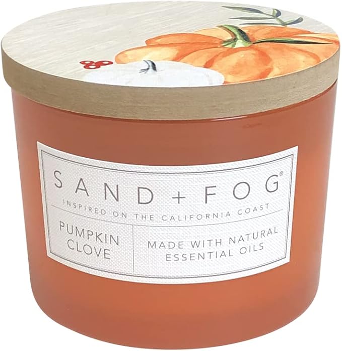 Sand + Fog Scented Candle - Pumpkin Clove â Additional Scents and Sizes â 100% Cotton Lead-Free Wick - Luxury Air Freshening Jar Candles - Perfect Home Decor â 12oz