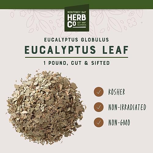 Eucalyptus Leaf Cut & Sifted, by Herb Co, Eucalyptus Globulus, Blue Gum, Australian Fever Tree, from Morocco, Kosher, for Infused Oils, Liniments, Inhalers, Skin Creams, Sachets & Potpourri, 1 lb