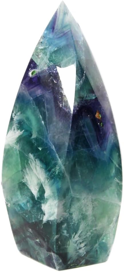Rainbow Feather Fluorite Flame Large Pointed Tower Natural Crystal Healing Stone Colorful Fluorite Home Decor Figurine