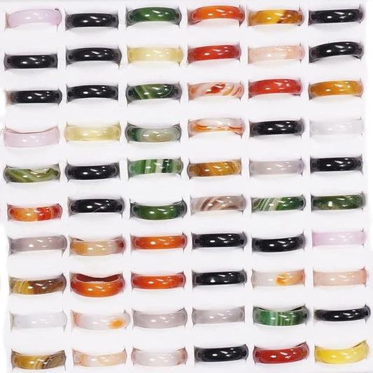 Wholesale Healing Crystal Rings Bulk,Carnelian Ring,Agate Jewelry,Minimalist Band,Spiritual Gifts for Women (Size 7-8, 100 Pieces)